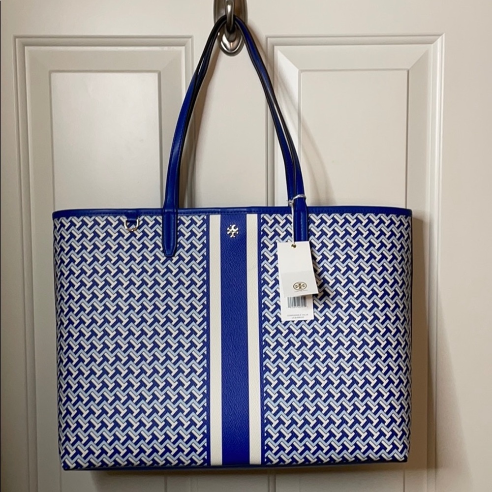 Tory Burch T Zag Tote Blue NWT - Picture 5 of 9
